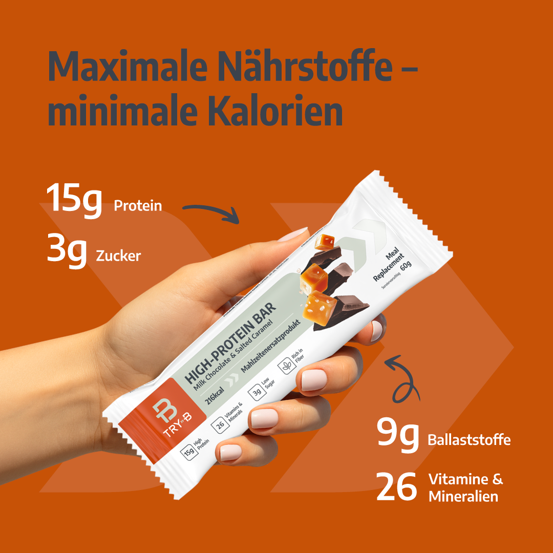 TRY-B Milk Chocolate Salted Caramel Mahlzeitenersatz-Riegel