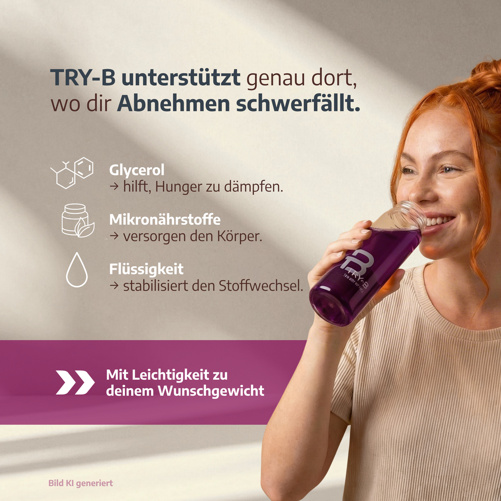 TRY-B Herbst-Special – 2 Wochen Konzentrat + 14 Mahlzt! Riegel + Trinkflasche gratis